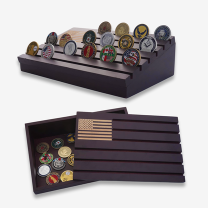 Challenge Coin Display-Challenge Coin Holder-Coin Display Case-Coin Display-Coin Collection Holder-Military Coin Display Case (Brown Violet)