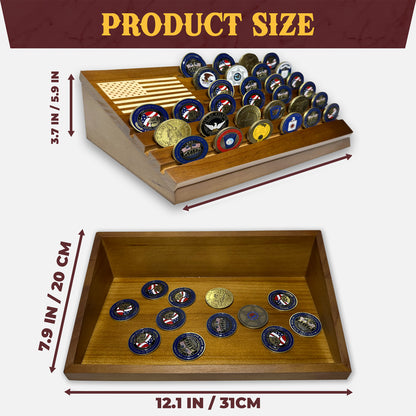 Challenge Coin Display-Challenge Coin Holder-Coin Display Case-Coin Display-Coin Collection Holder-Military Coin Display Case (Wood Stain)