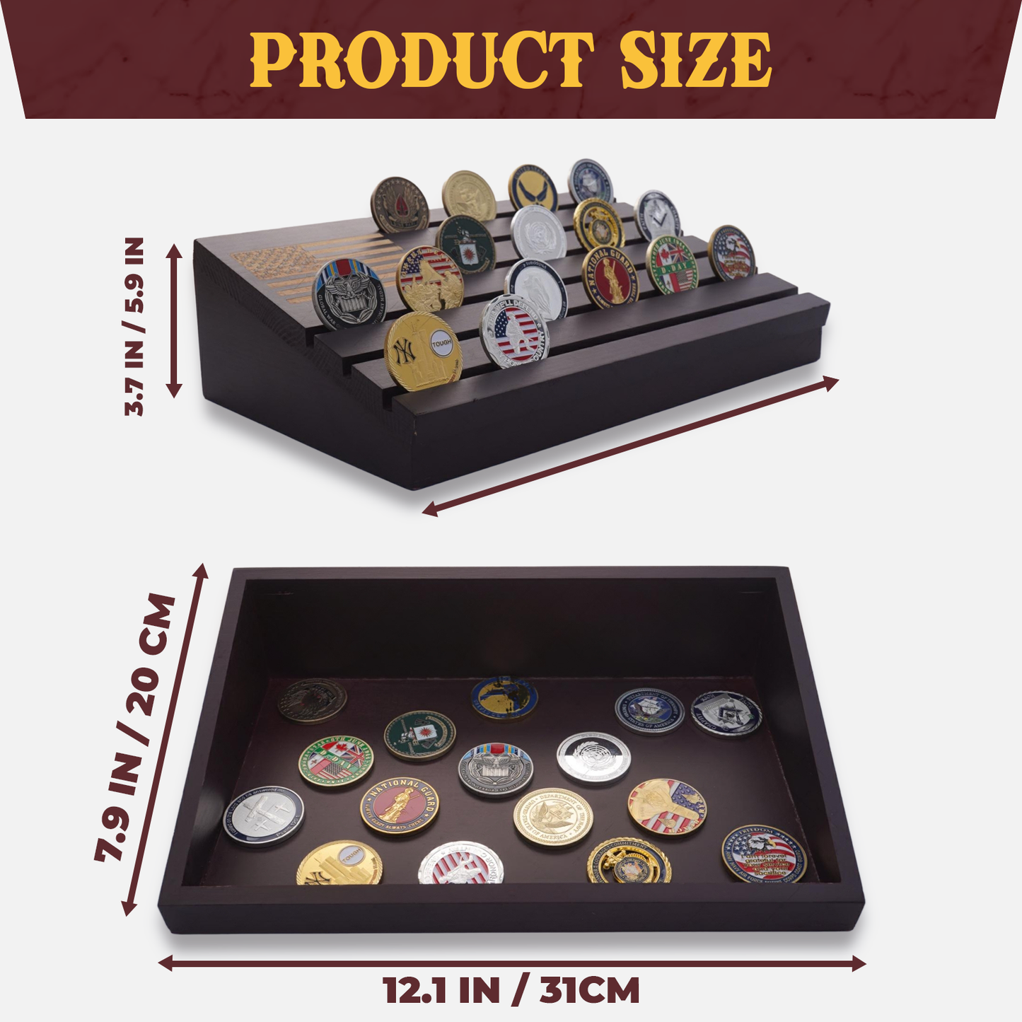 Challenge Coin Display-Challenge Coin Holder-Coin Display Case-Coin Display-Coin Collection Holder-Military Coin Display Case (Brown Violet)