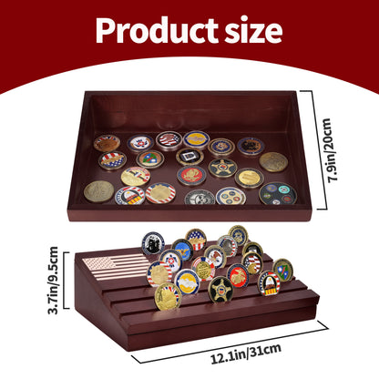 Challenge Coin Display-Challenge Coin Holder-Coin Display Case-Coin Display-Coin Collection Holder-Military Coin Display Case (Mahagony)