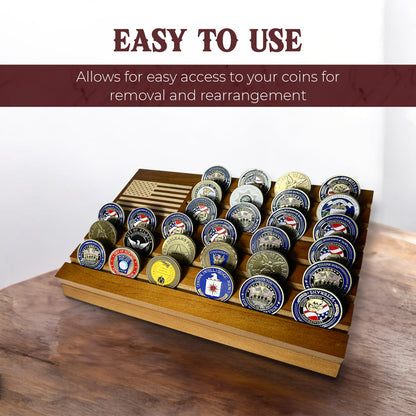 Challenge Coin Display-Challenge Coin Holder-Coin Display Case-Coin Display-Coin Collection Holder-Military Coin Display Case (Wood Stain)