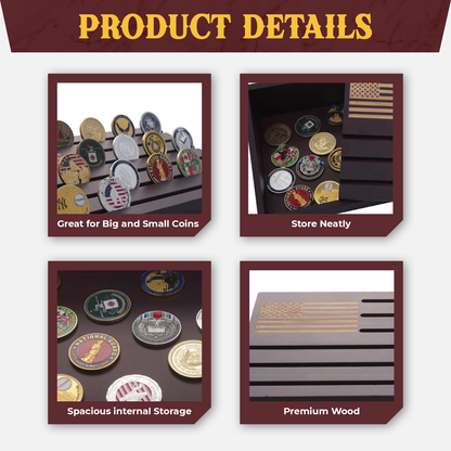 Challenge Coin Display-Challenge Coin Holder-Coin Display Case-Coin Display-Coin Collection Holder-Military Coin Display Case (Brown Violet)