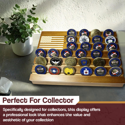 Challenge Coin Display-Challenge Coin Holder-Coin Display Case-Coin Display-Coin Collection Holder-Military Coin Display Case (Wood Stain)