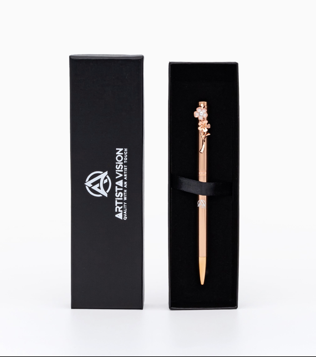Rose Gold Women's Flower Gel Pen with Gift box