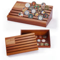 Challange Coin Display, Coin Holder for Coin Collectors and Military- Brown Stain