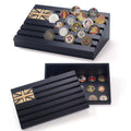 Military Challenge Coin Display with Storage and UK Engraved Flag - Artista Vision Black