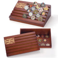 Military Challenge Coin Display with Storage and UK Engraved Flag - Artista Vision Brown